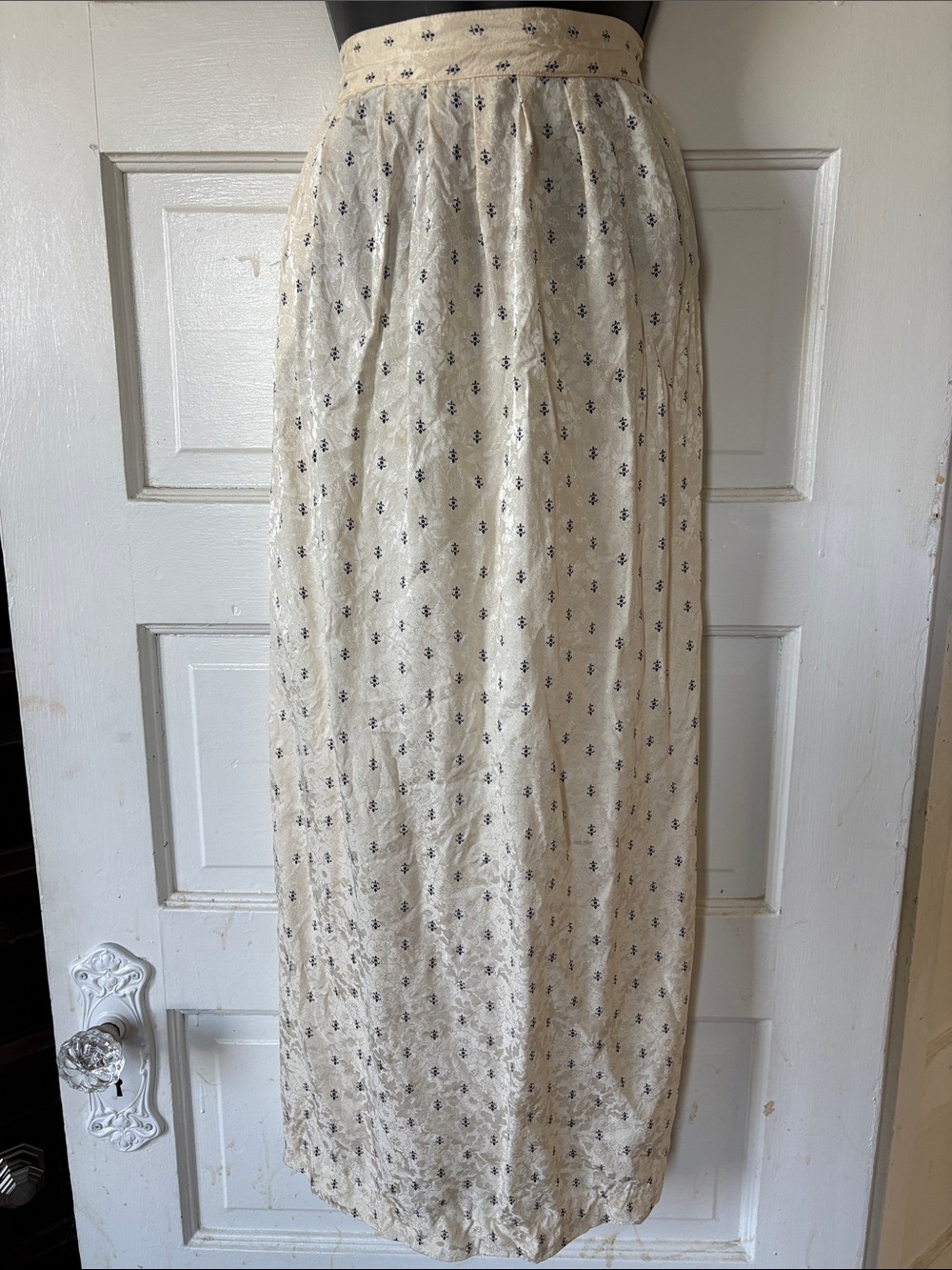 Garfinckels Women's Cream Printed Silk Maxi Skirt